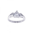 Silver 925 Rhodium Plated Clear Center CZ Ring - STR00579 | Silver Palace Inc.