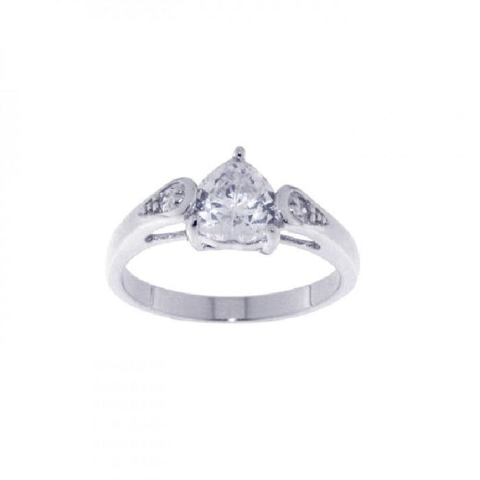 Silver 925 Rhodium Plated Clear Center CZ Ring - STR00579 | Silver Palace Inc.