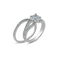 Silver 925 Rhodium Plated Clear CZ Bridal Engagement Ring Set - BGR00396 | Silver Palace Inc.