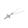 Silver 925 Rhodium Plated Clear CZ Cross Heart Pendant Necklace - STP00704 | Silver Palace Inc.