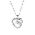 Silver 925 Rhodium Plated Clear CZ Engraved Mom Heart Pendant Necklace - STP00632