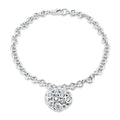 Silver 925 Rhodium Plated Clear CZ Heart Charm Bracelet - STB00431