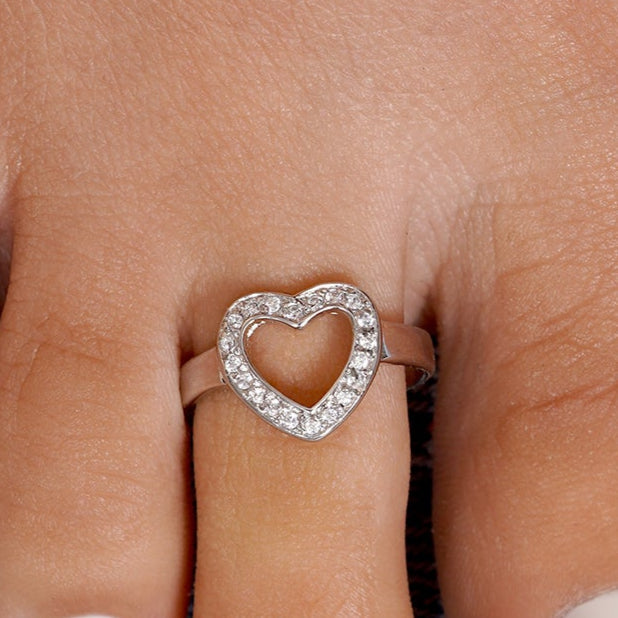 Silver 925 Rhodium Plated Clear CZ Open Heart Toe Ring - CZTR2 | Silver Palace Inc.