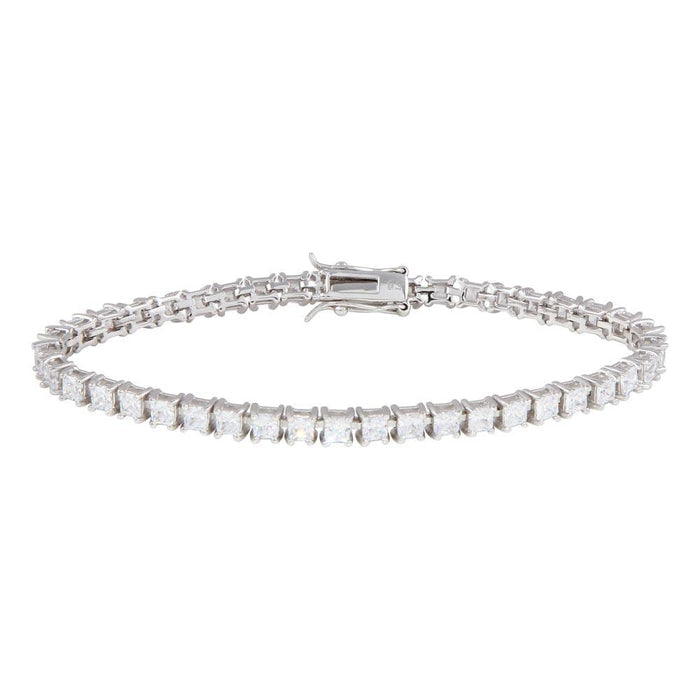 Silver 925 Rhodium Plated Clear CZ Tennis Bracelet - STB00008 | Silver Palace Inc.