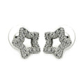 Silver 925 Rhodium Plated Clear Open Heart CZ Stud Earrings - BGE00057 | Silver Palace Inc.