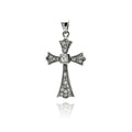 Silver 925 Rhodium Plated Cross CZ Dangling Pendant - ACP00011 | Silver Palace Inc.