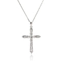 Silver 925 Rhodium Plated Cross CZ Necklace - BGP00511 | Silver Palace Inc.