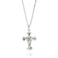 Silver 925 Rhodium Plated Cross CZ Necklace - BGP00615 | Silver Palace Inc.