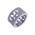 Silver 925 Rhodium Plated CZ Fleur De Lis Eternity Ring - STR00552 | Silver Palace Inc.