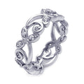 Silver 925 Rhodium Plated CZ Flower Eternity Ring - STR00786 | Silver Palace Inc.