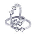 Silver 925 Rhodium Plated Diamond Shaped CZ Stackable Ring Set - AAR0054 | Silver Palace Inc.