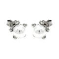 Silver 925 Rhodium Plated Five Ball Big Pearl Stud Earrings - STE00895 | Silver Palace Inc.