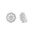 Silver 925 Rhodium Plated Flower Cluster CZ Stud Earrings - STE00933