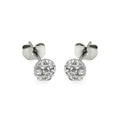 Silver 925 Rhodium Plated Flower CZ Stud Earrings - BGE00229 | Silver Palace Inc.