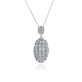 Silver 925 Rhodium Plated Hanging Oval CZ Necklace - BGP00490 | Silver Palace Inc.