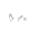 Silver 925 Rhodium Plated Heart Clear CZ Stud Earrings - STE00696