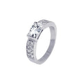 Silver 925 Rhodium Plated Lavender Rectangular Center Pave CZ Ring - AAR0002LAV | Silver Palace Inc.