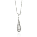 Silver 925 Rhodium Plated Long Teardrop CZ Necklace - BGP00513 | Silver Palace Inc.