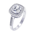 Silver 925 Rhodium Plated Micro Pave Clear Cluster Square CZ Ring - ACR00036 | Silver Palace Inc.