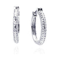 Silver 925 Rhodium Plated Micro Pave Clear CZ Hoop Earrings - ACE00013 | Silver Palace Inc.