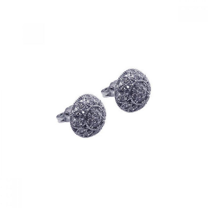 Silver 925 Rhodium Plated Micro Pave Clear CZ Stud Earrings - ACE00006 | Silver Palace Inc.