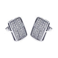 Silver 925 Rhodium Plated Micro Pave Clear Rectangle CZ Stud Earrings - ACE00051 | Silver Palace Inc.