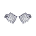 Silver 925 Rhodium Plated Micro Pave Clear Square CZ Stud Earrings - ACE00041 | Silver Palace Inc.