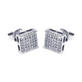 Silver 925 Rhodium Plated Micro Pave Clear Square CZ Stud Earrings - ACE00045 | Silver Palace Inc.
