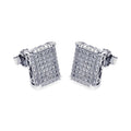 Silver 925 Rhodium Plated Micro Pave Clear Square CZ Stud Earrings - ACE00048 | Silver Palace Inc.