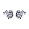 Silver 925 Rhodium Plated Micro Pave Clear Sun Square CZ Stud Earrings - ACE00053 | Silver Palace Inc.