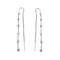 Silver 925 Rhodium Plated Multicolor CZ Single Strand Dangling Hook Earrings - STE00084 | Silver Palace Inc.