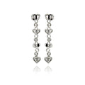 Silver 925 Rhodium Plated Multiple Heart Round CZ Dangling Stud Earrings - BGE00247 | Silver Palace Inc.