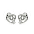Silver 925 Rhodium Plated Open Heart CZ Outline Stud Earrings - BGE00228 | Silver Palace Inc.
