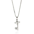 Silver 925 Rhodium Plated Open Heart Key CZ Necklace - BGP00612 | Silver Palace Inc.