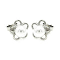 Silver 925 Rhodium Plated Open Star Pearl Stud Earrings - STE00894 | Silver Palace Inc.