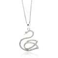 Silver 925 Rhodium Plated Open Swan CZ Necklace - BGP00510 | Silver Palace Inc.