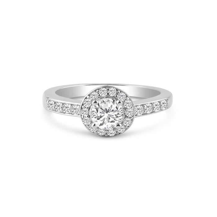 Silver 925 Rhodium Plated Pave Clear Cluster CZ Ring - ACR00012