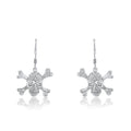 Silver 925 Rhodium Plated Pirate Skull CZ Dangling Hook Earrings - STE00537 | Silver Palace Inc.