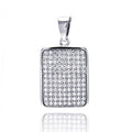 Silver 925 Rhodium Plated Rectangle Micro Pave CZ Dangling Pendant - ACP00056 | Silver Palace Inc.