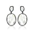 Silver 925 Rhodium Plated Round Black Matte CZ Dangling Earrings - BGE00272 | Silver Palace Inc.