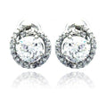 Silver 925 Rhodium Plated Round Center CZ Stud Earrings - BGE00203 | Silver Palace Inc.