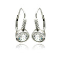 Silver 925 Rhodium Plated Round Channel CZ Lever Back Earrings - BGE00190 | Silver Palace Inc.