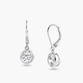 Silver 925 Rhodium Plated Round Clear CZ Dangling Hook Earrings - STE00877 | Silver Palace Inc.