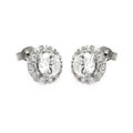 Silver 925 Rhodium Plated Round Clear CZ Stud Earrings - STE00781 | Silver Palace Inc.