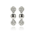 Silver 925 Rhodium Plated Round Cluster CZ Dangling Stud Earrings - STE00882 | Silver Palace Inc.