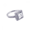 Silver 925 Rhodium Plated Square Center Cluster CZ Ring - STR00419 | Silver Palace Inc.