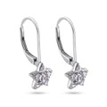 Silver 925 Rhodium Plated Star CZ Hoop Earrings - STE00626