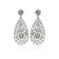 Silver 925 Rhodium Plated Teardrop CZ Dangling Stud Earrings - BGE00255 | Silver Palace Inc.