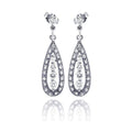 Silver 925 Rhodium Plated Teardrop Marquis CZ Dangling Earrings - STE00660 | Silver Palace Inc.