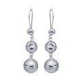 Silver 925 Rhodium Plated Three Graduated Dangling Spheres Hook Earrings - DSE00073 | Silver Palace Inc.